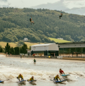 Surfing and Zip line at Adventure Parc Snowdonia